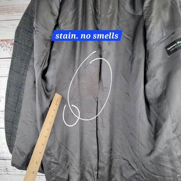 Ermenegildo Zegna Mens Size 44 L Blazer Switzerland Wool Windowpane Tweed VTG - Picture 14 of 16